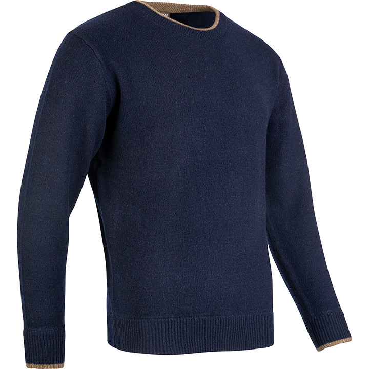 Ashcombe Trui Ronde Hals 100% Lamswol Marineblauw
