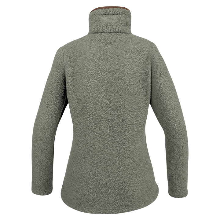 Dames Sherpa Fleecetrui Halve Rits Salie