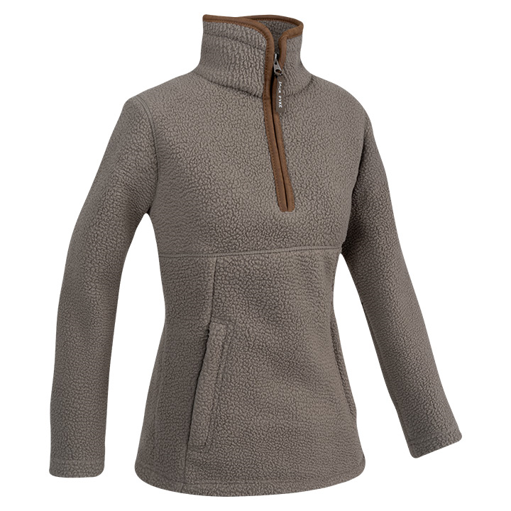 Dames Sherpa Fleecetrui Halve Rits Shiitake