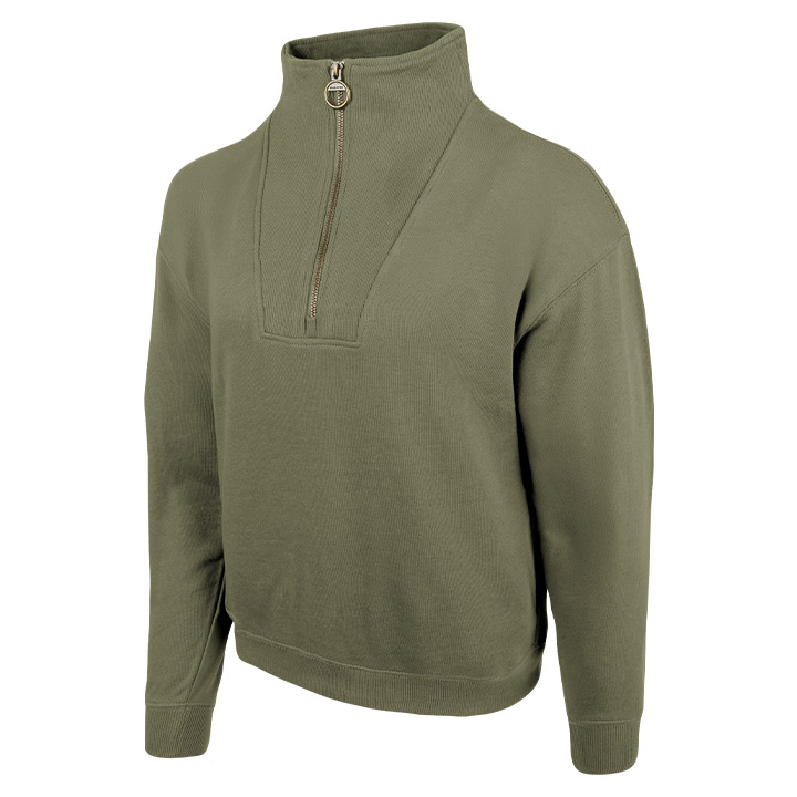 Dames Sweater Halve Rits Salie