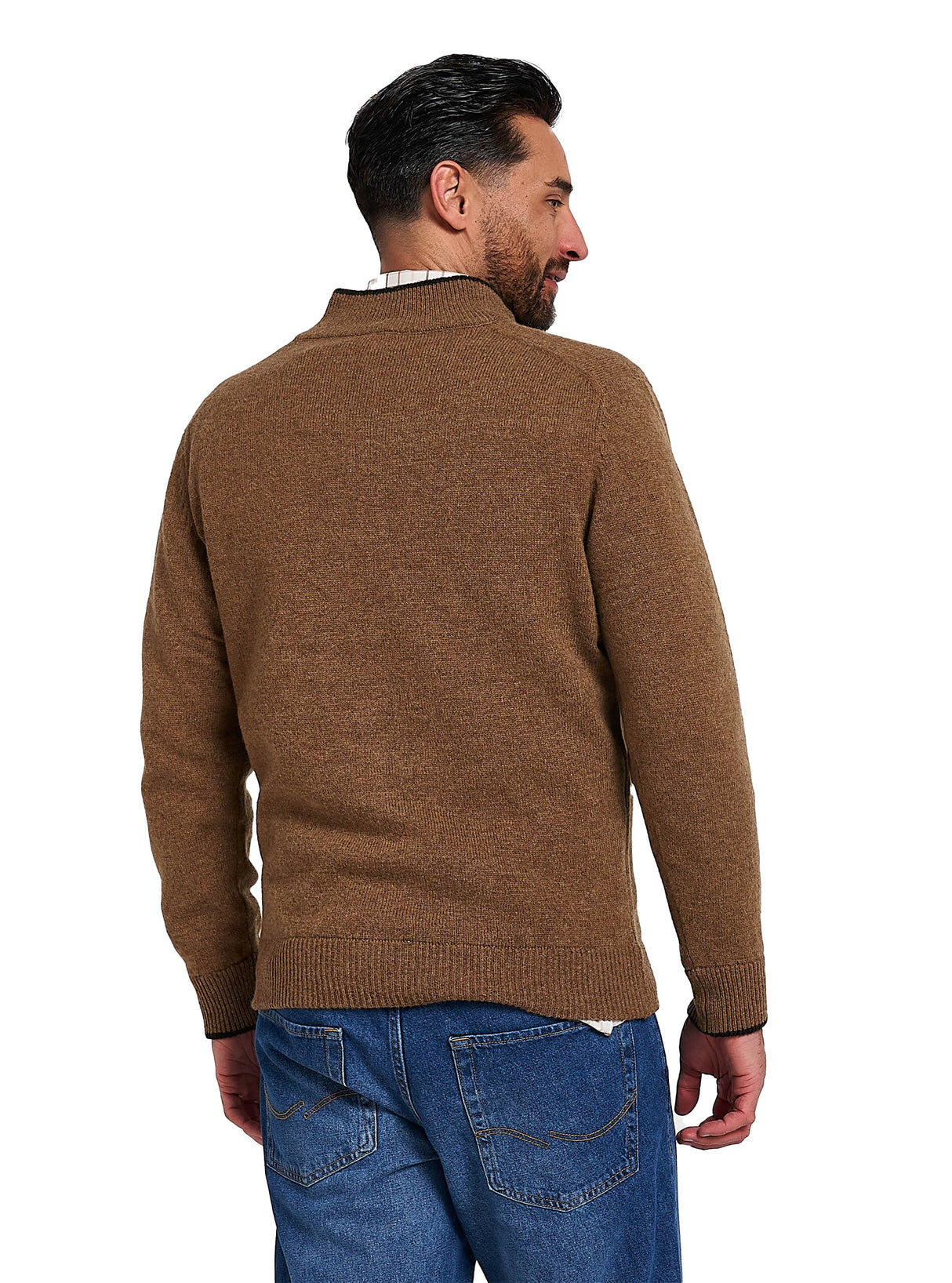 Ashcombe Trui met Rits 100% Lamswol Donkerolijf