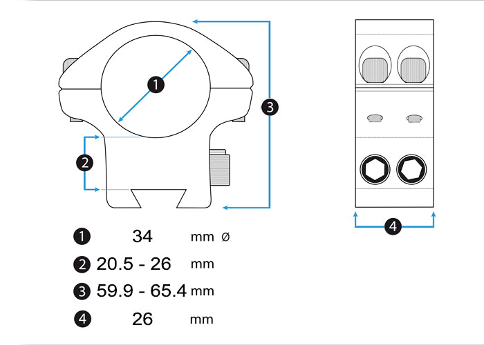 Montage Vector Optics X-Accu Adjustable Elevation 34 mm Dovetail