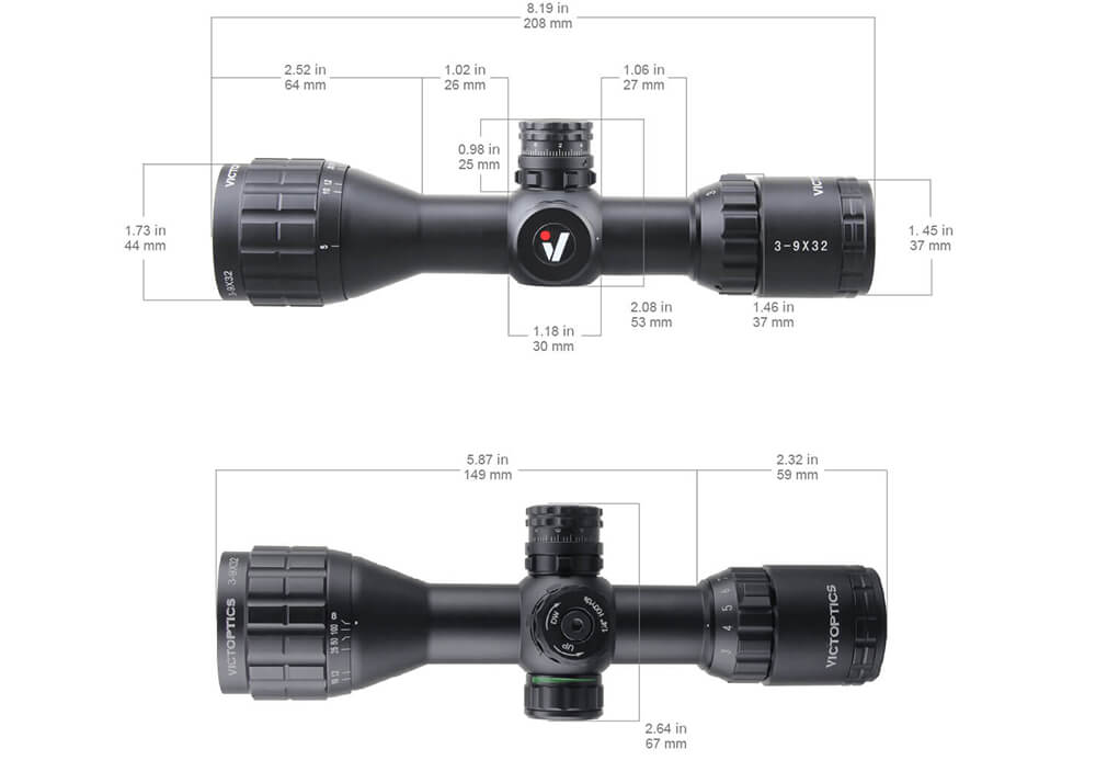 VictOptics C3 3-9x32 SFP Mil-Dot Richtkijker