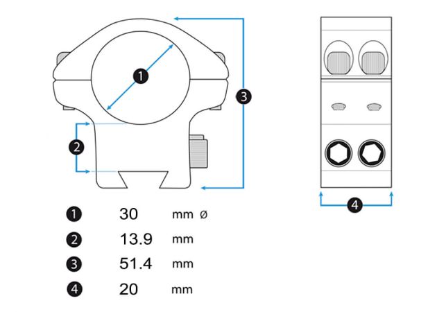 Montage Element Optics XT Mounts 30 mm High Weaver/Picatinny (2)