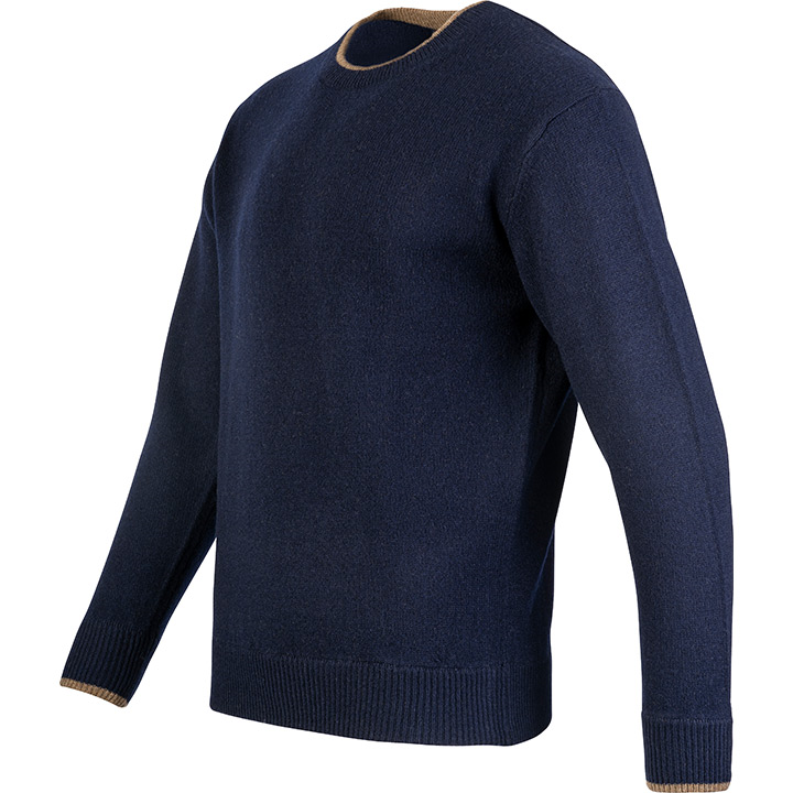 Ashcombe Trui Ronde Hals 100% Lamswol Marineblauw