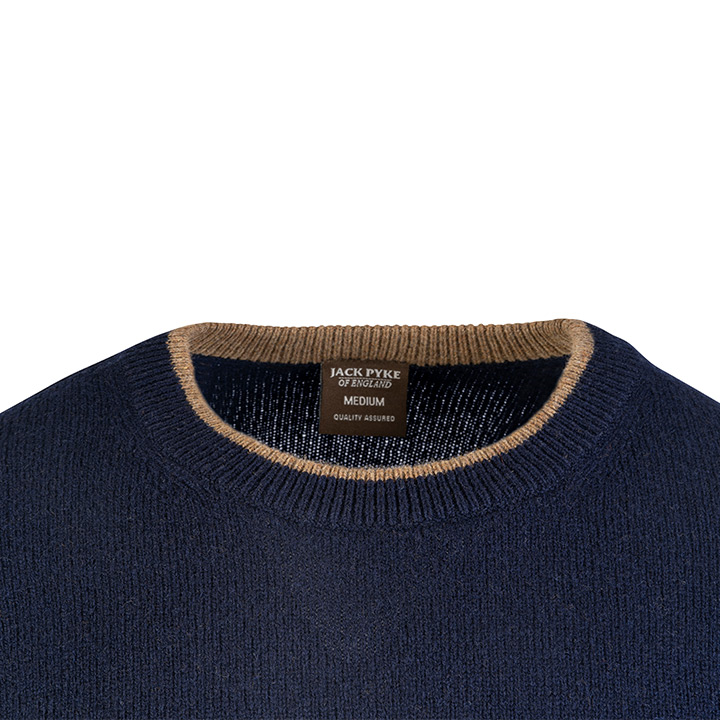 Ashcombe Trui Ronde Hals 100% Lamswol Marineblauw