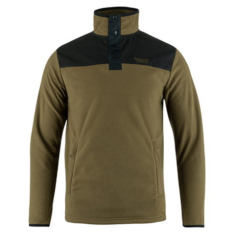 Snap Neck Fleecetrui Donker Mosterd