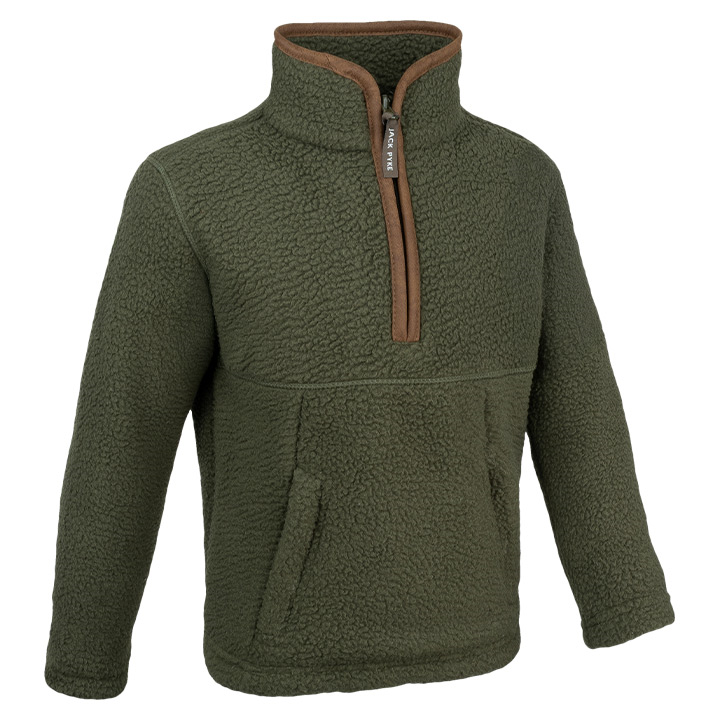 Junior Sherpa Fleecetrui Halve Rits Olijf
