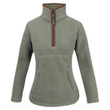 Dames Sherpa Fleecetrui Halve Rits Salie