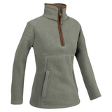 Dames Sherpa Fleecetrui Halve Rits Salie