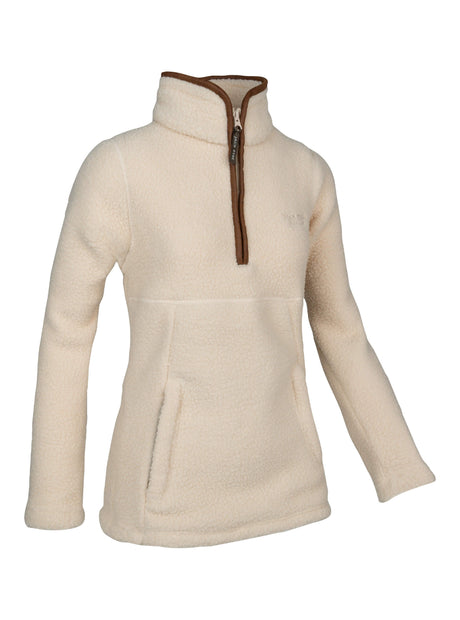 Dames Sherpa Fleecetrui Halve Rits Salie