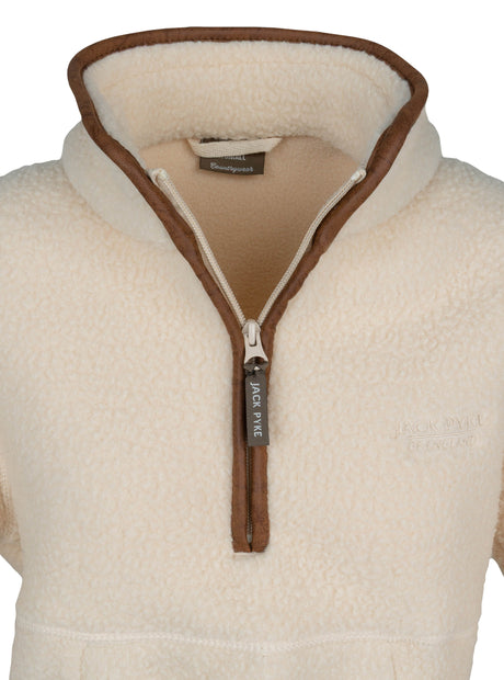 Dames Sherpa Fleecetrui Halve Rits Shiitake