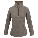 Dames Sherpa Fleecetrui Halve Rits Shiitake