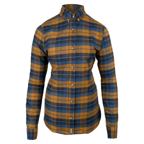 Dames Bleasdale Zwaar Flanellen Overhemd Marineblauw Roestbruin