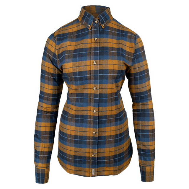 Dames Bleasdale Zwaar Flanellen Overhemd Marineblauw Roestbruin