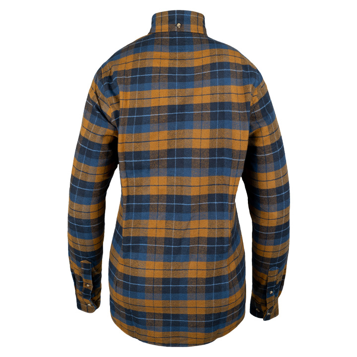 Dames Bleasdale Zwaar Flanellen Overhemd Marineblauw Roestbruin