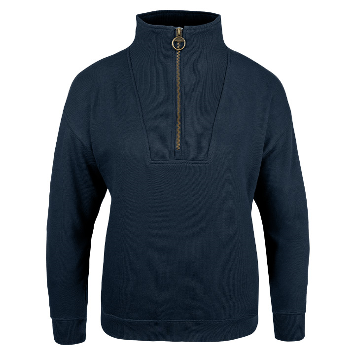 Dames Sweater Halve Rits Marineblauw