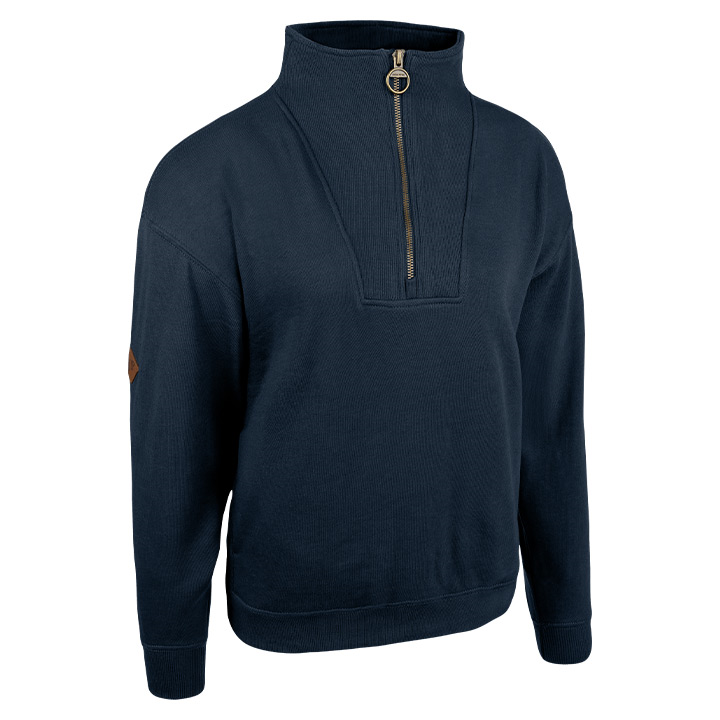 Dames Sweater Halve Rits Marineblauw