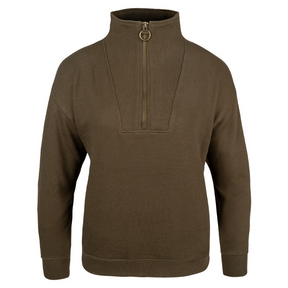 Dames Sweater Halve Rits Olijf