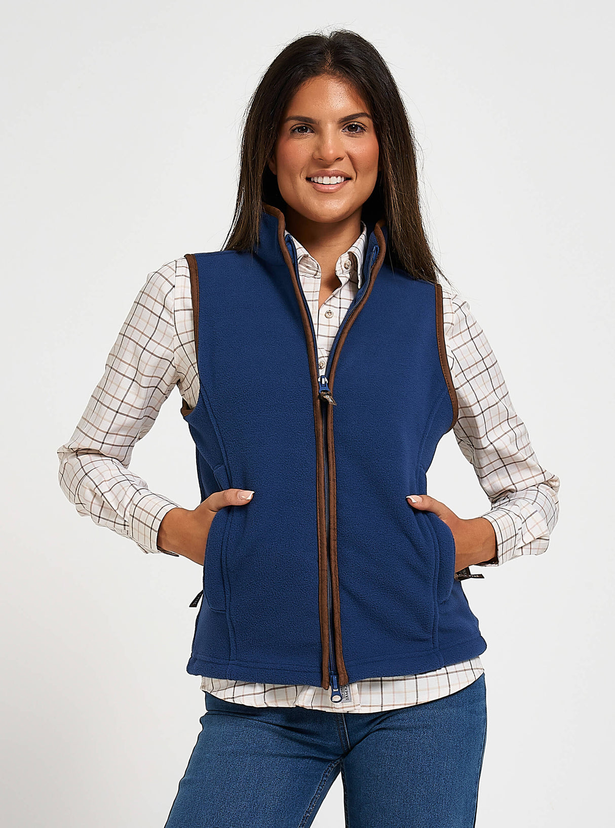 Dames Countryman Fleece Bodywarmer Denim