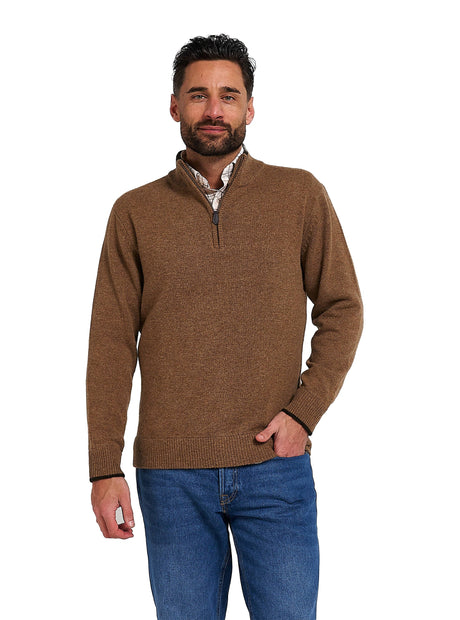 Ashcombe Trui met Rits 100% Lamswol Marineblauw