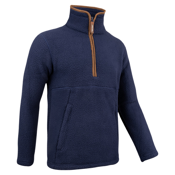 Sherpa Fleecetrui Halve Rits Marineblauw