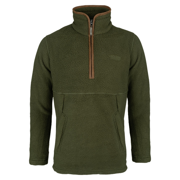 Sherpa Fleecetrui Halve Rits Olijf