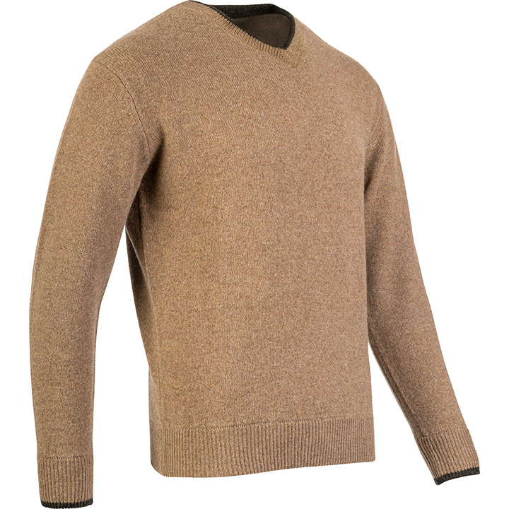 Ashcombe Trui V-Hals 100% Lamswol Gerst