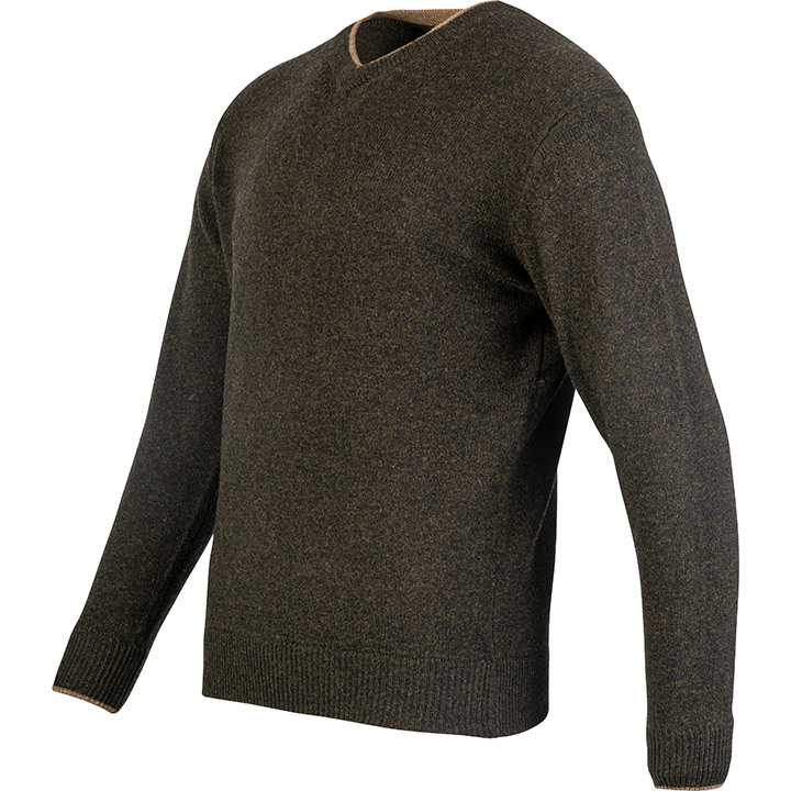 Ashcombe Trui V-Hals 100% Lamswol Donkerolijf