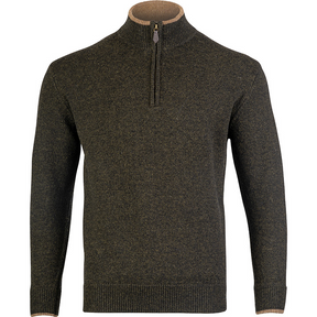 Ashcombe Trui met Rits 100% Lamswol Donkerolijf