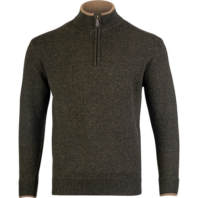 Ashcombe Trui met Rits 100% Lamswol Donkerolijf