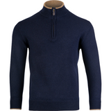 Ashcombe Trui met Rits 100% Lamswol Marineblauw