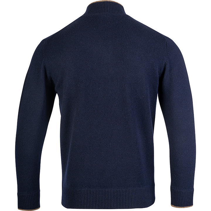 Ashcombe Trui met Rits 100% Lamswol Marineblauw