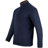 Ashcombe Trui met Rits 100% Lamswol Marineblauw