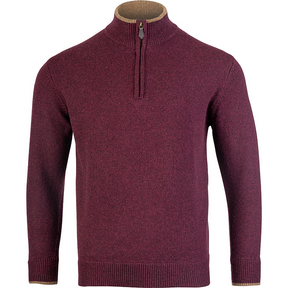 Ashcombe Trui met Rits 100% Lamswol Pruim