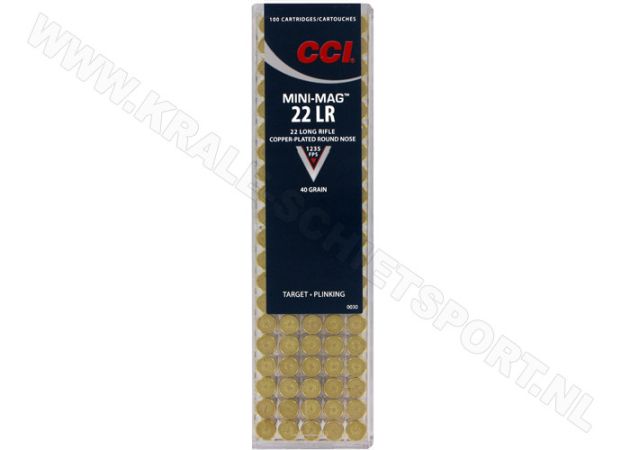 Kogelpatronen CCI Mini Mag HV .22 LR  Copper Plated RN 40 Grain